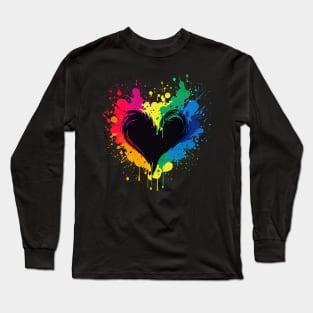 Heart with exploding neon colors Long Sleeve T-Shirt